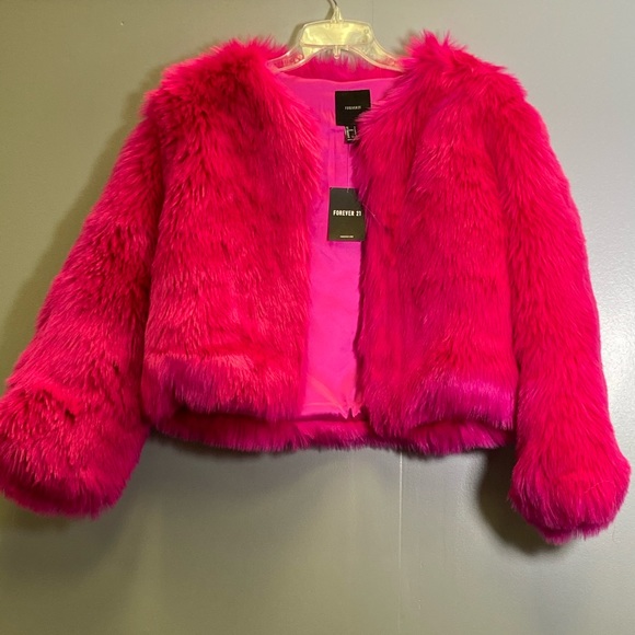 pink fuzzy jacket forever 21